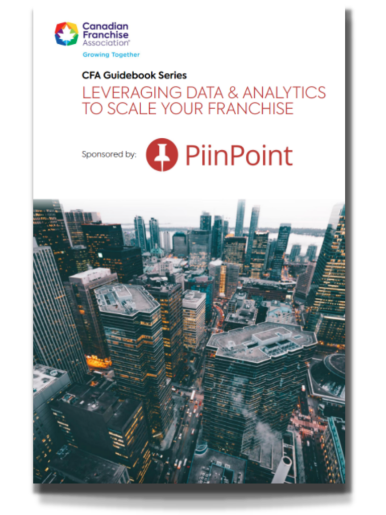 Cover of CFA Guidebook "Leveraging Data and Analytics to scale your franchise" sponsored by Piinpoint