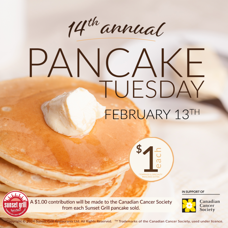 Sunset Grill franchise Pancake Tuesday announcement