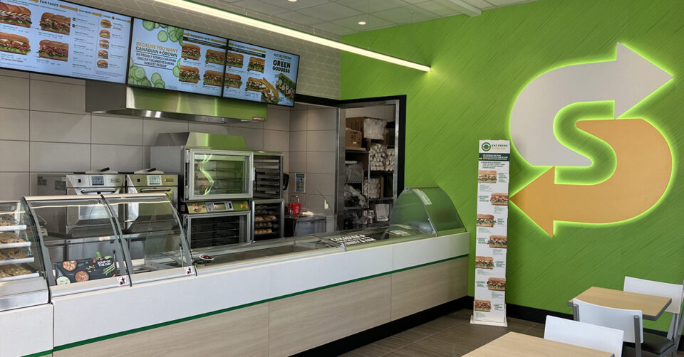 Subway franchise interior in the new "Refresh" style