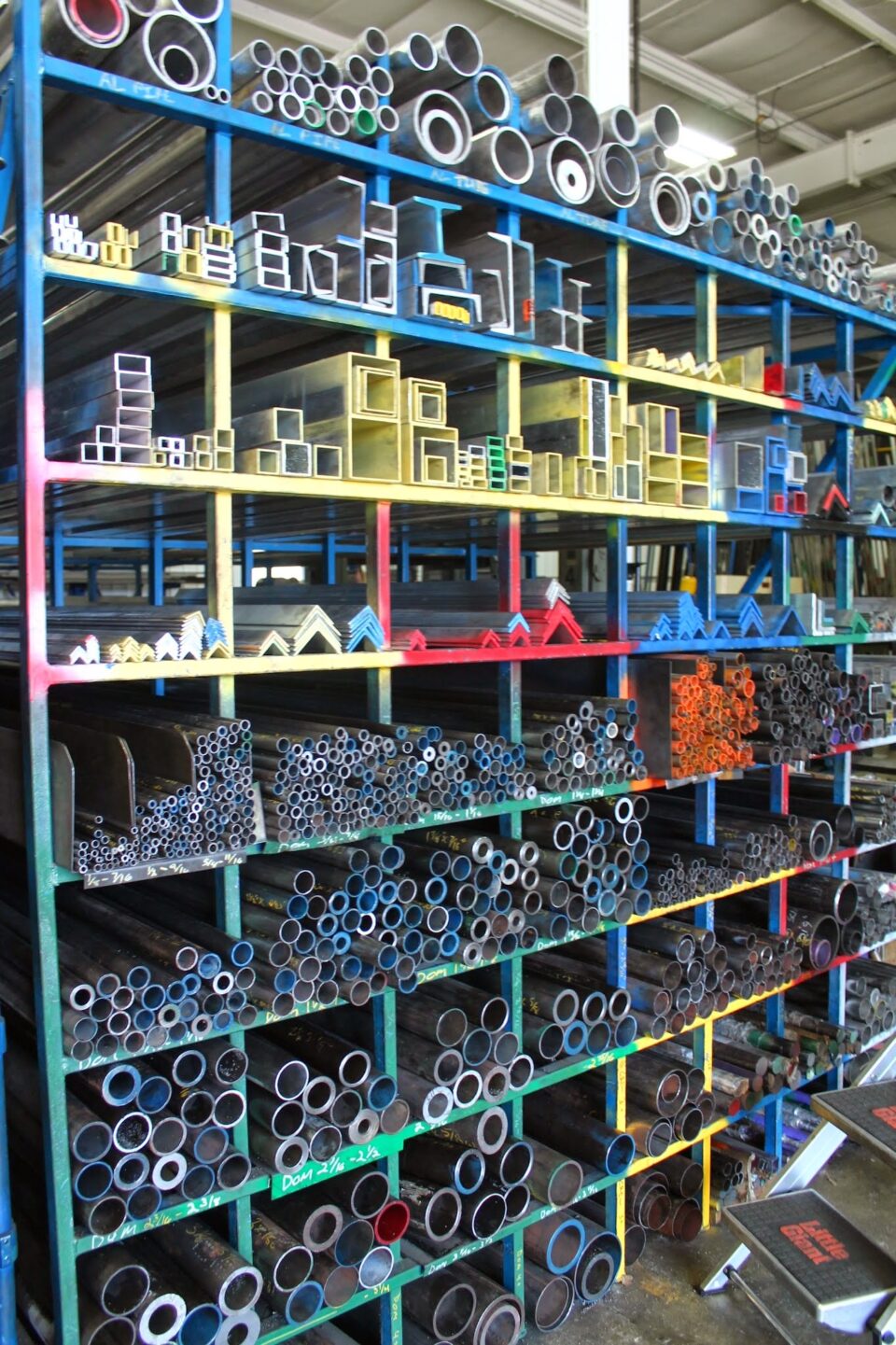 Various metals slotted into organized booths
