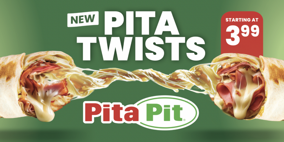 Pita Pit launches its newest product, Pita Twists. These snack-sized pitas are only $3.99 and available for a limited time at all locations across Canada.